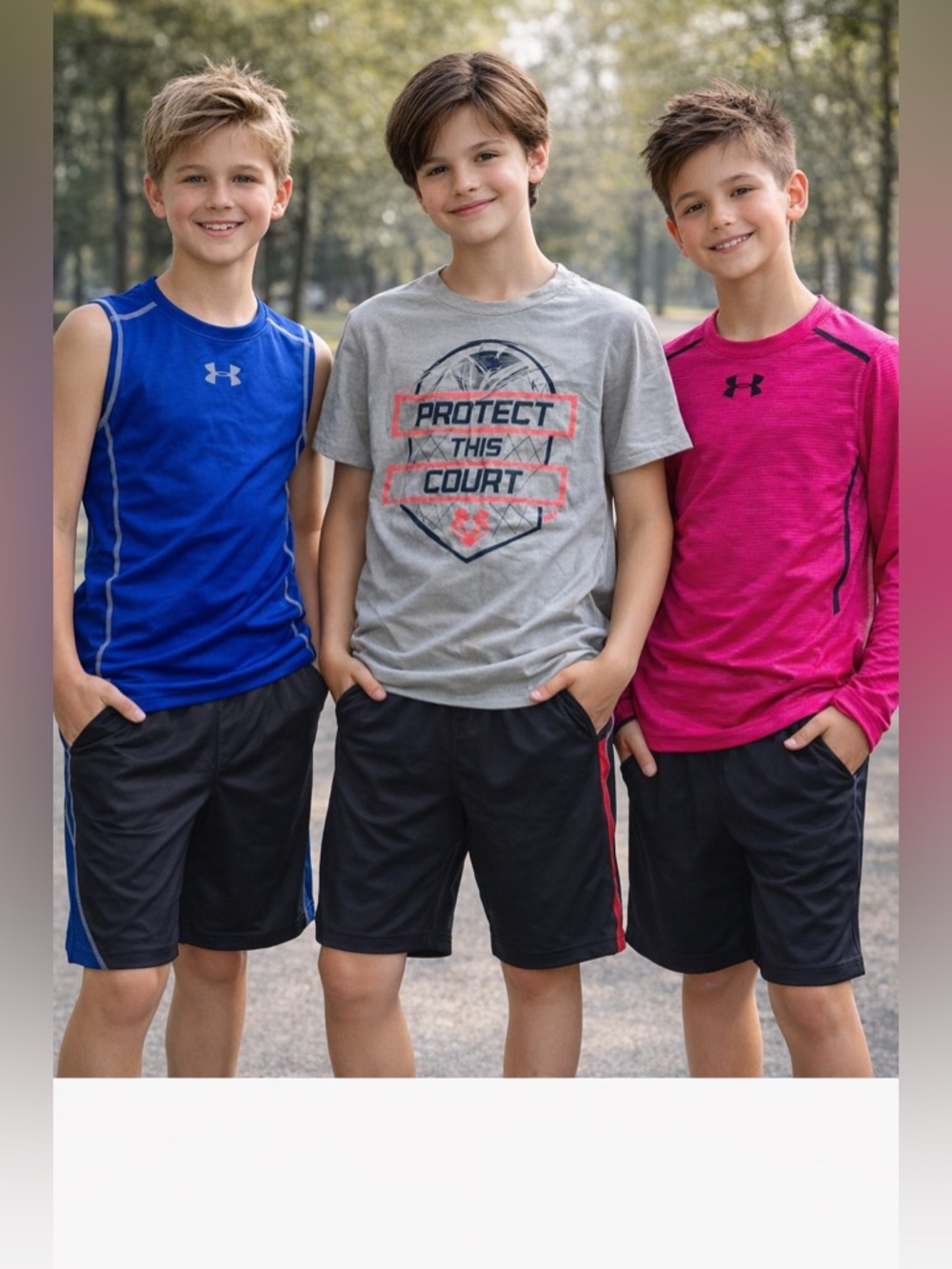 LOT of 4 TOPS Under Armour Youth Athletic Shirts Boys Large / XL HeatGear